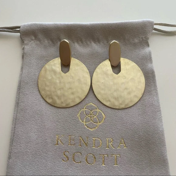 NWOT Kendra Scott Didi Gold Statement Earrings - Picture 7 of 8